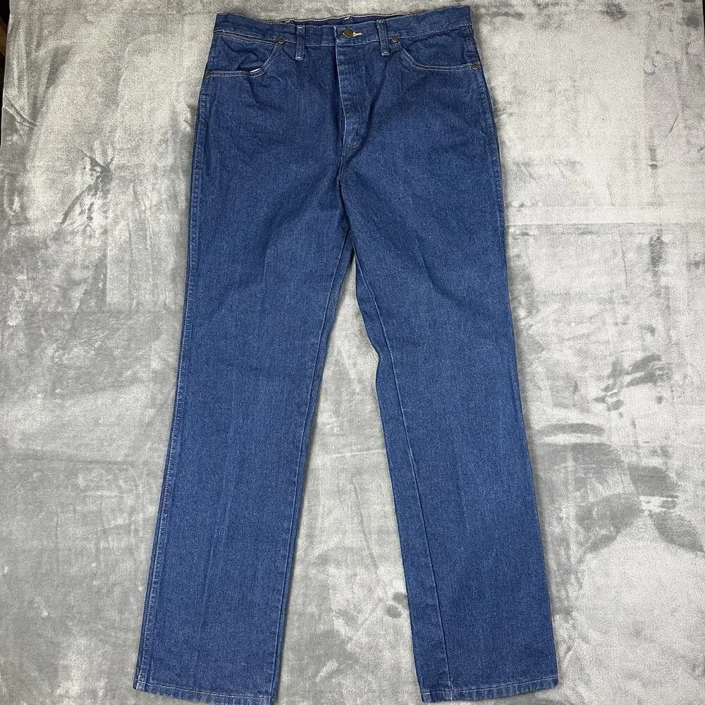 Wrangler Cowboy Cut Jeans Mens 35x30 Blue Dark Wash Slim Straight Denim 936PWD